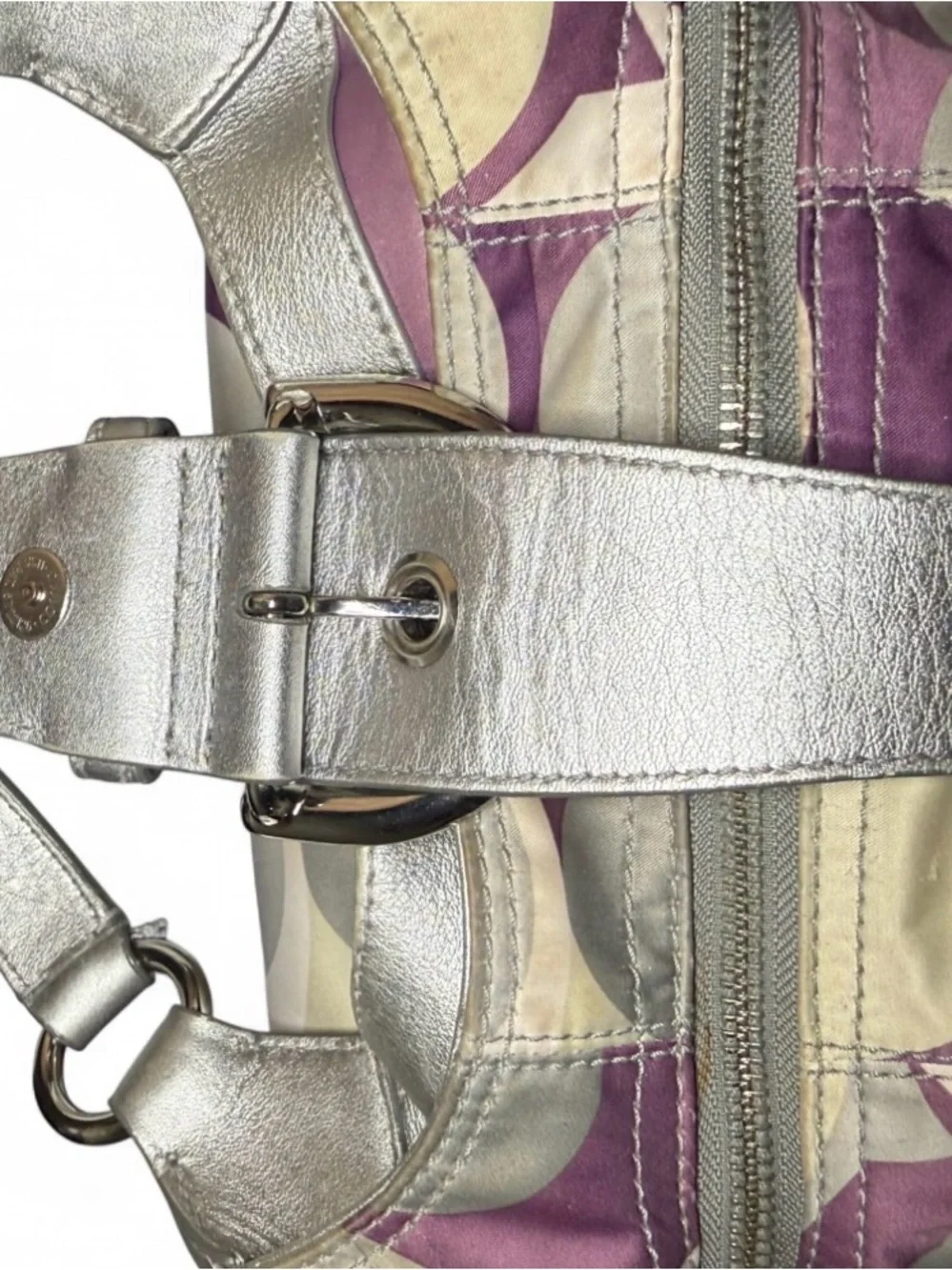 Vintage Y2K Coach Soho Lynn Scarf Print Hobo Bag Purple Silver F17406